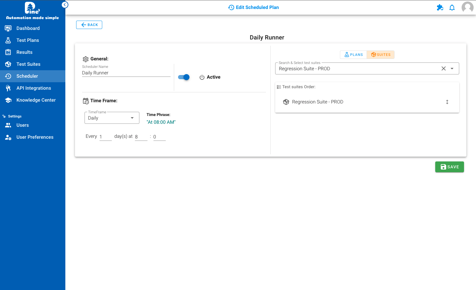 Scheduled Regression Testing